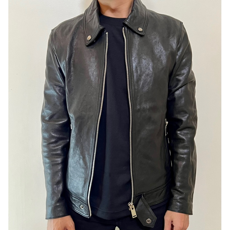 Leather Jacket Jaket Kulit Asli Italy Single Rider Casual Slim