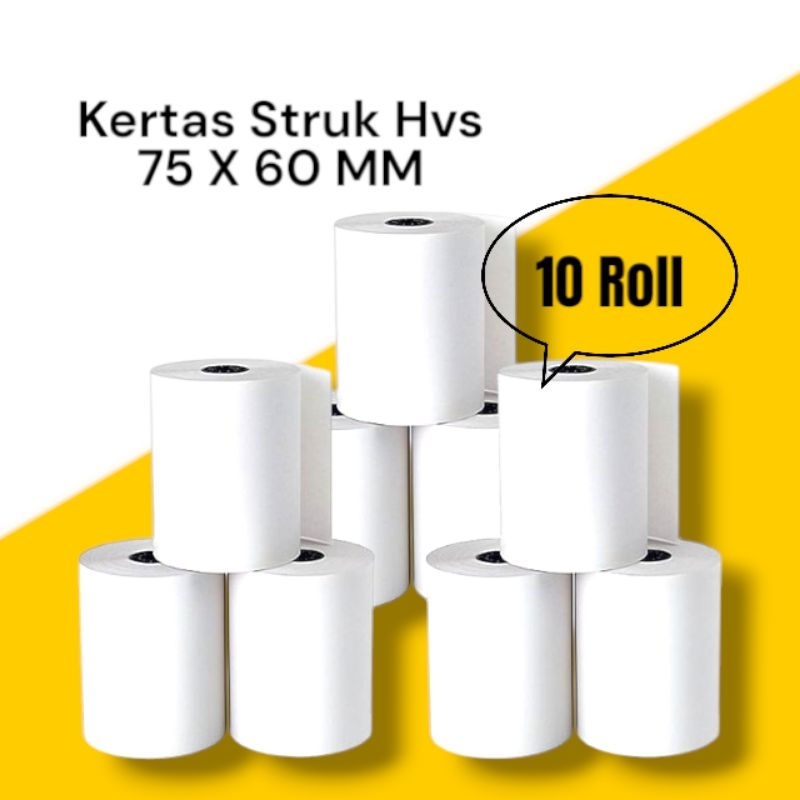 

Kertas struk kasir hvs1 ply 75x60 mm termurah paket 10 Roll