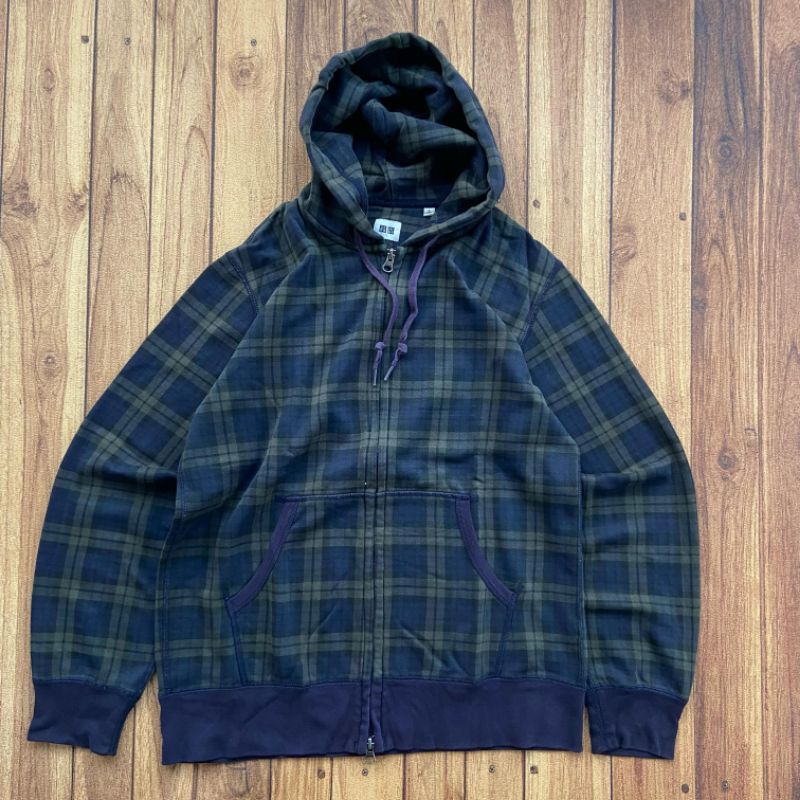 Hoodie Zipper Uniqlo Tartan