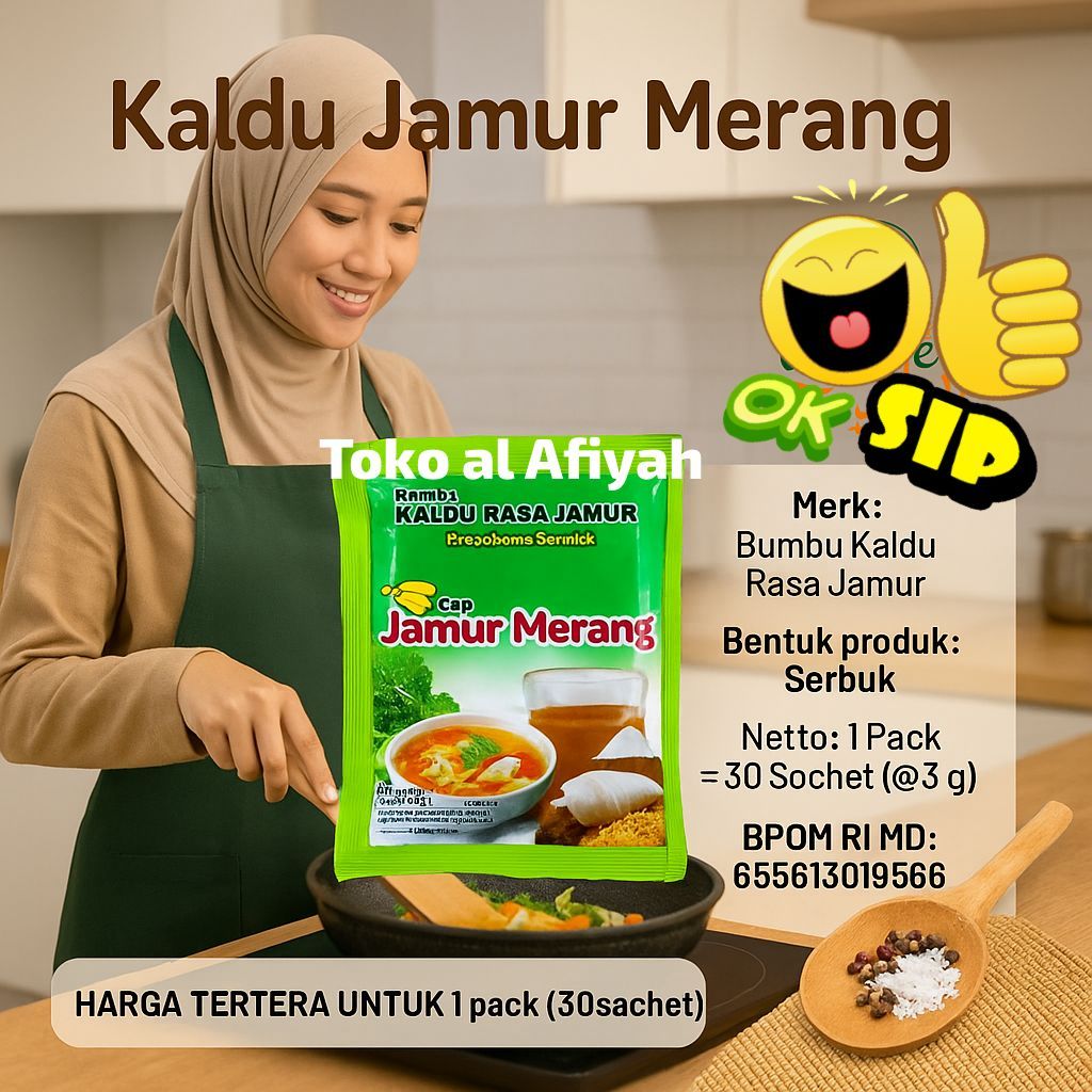 

Bumbu Kaldu Jamur Merang Alami Non MSG 1 Pack isi 30 Sachet Kaldu Alami rasa Jamur BPOM Halal