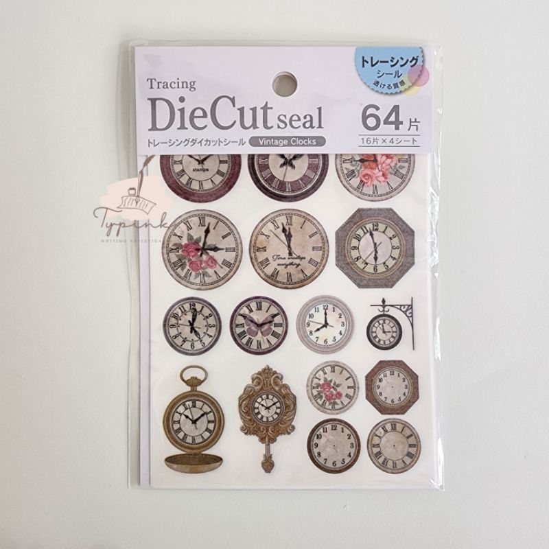 

KYOWA VINTAGE CLOCKS TRACING DIE CUT SEAL STICKERS PLANNER DIARY SCRAPBOOK JOURNAL STIKER MADE IN JAPAN