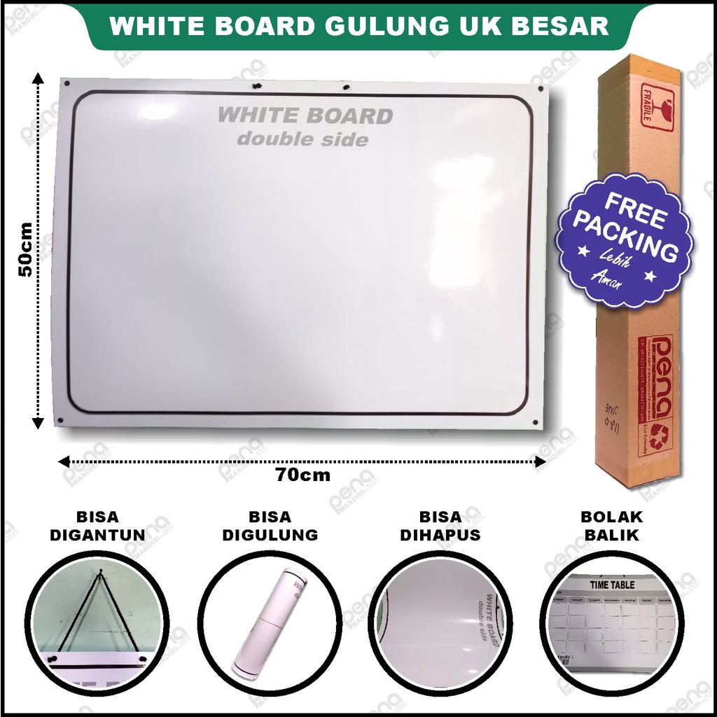 

White Board Portable Besar Whiteboard Gulung Papan Tulis Tempel Pengumuman Serbaguna