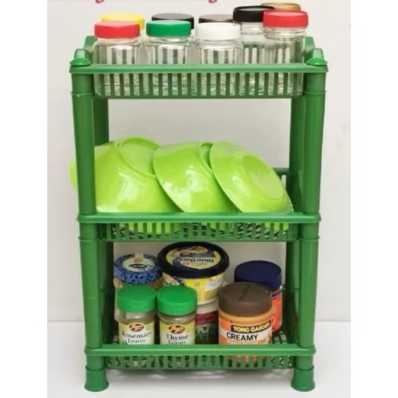 Rak bumbu plastik 3 susun serbaguna/rak dapur serbaguna/rak bumbu plastik kecil