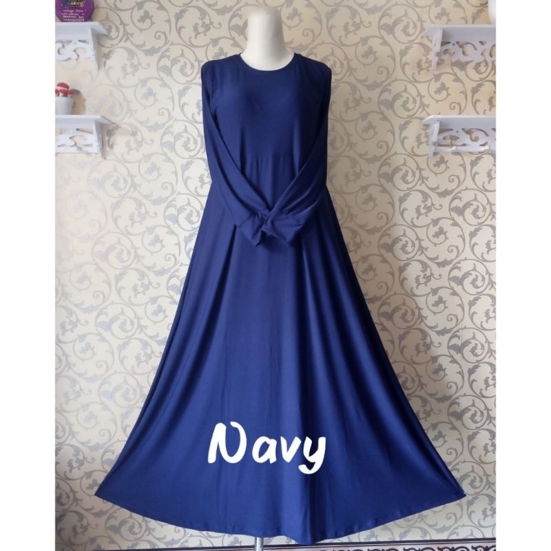 gamis jersey premium polos warna navy biru tua dongker XL