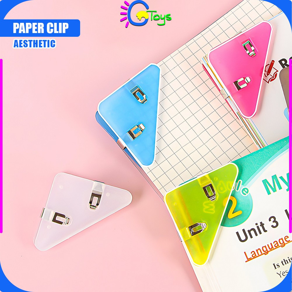 

CR-A119 Paper Clip Segitiga Warna Warni aesthetic Klip Sudut Jepitan Buku Akrilik / Penjepit Kertas Clips Book dan Paper Corner Plastik Serbaguna