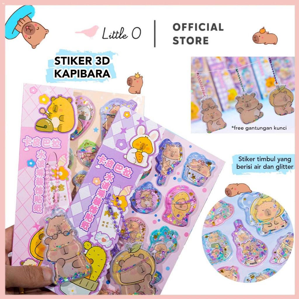 

FREE GANCI !! Kapibara Sticker Timbul Isi Air Sticker 3DSticker Water Seal Glitter Sticker HP