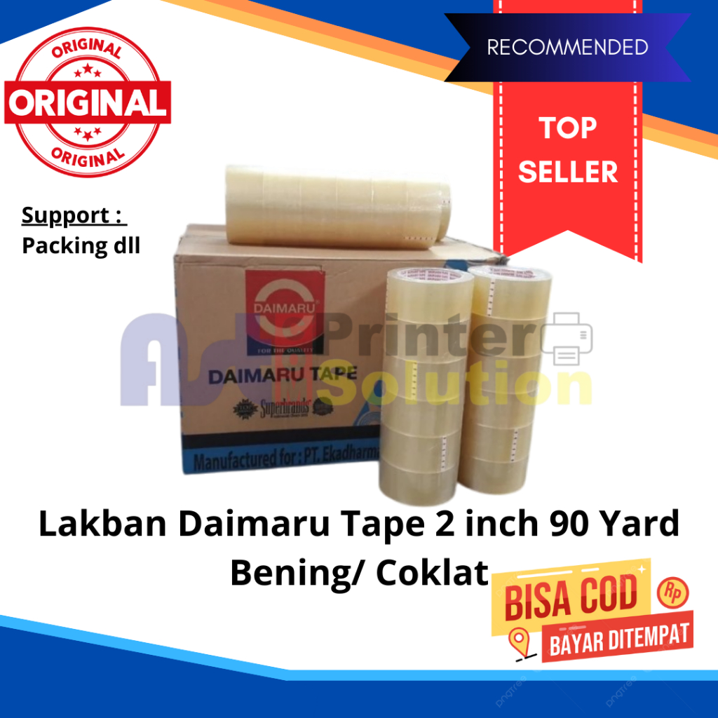 

Lakban Daimaru Tape Isolasi Bening Coklat 2 inch x 90 Yard