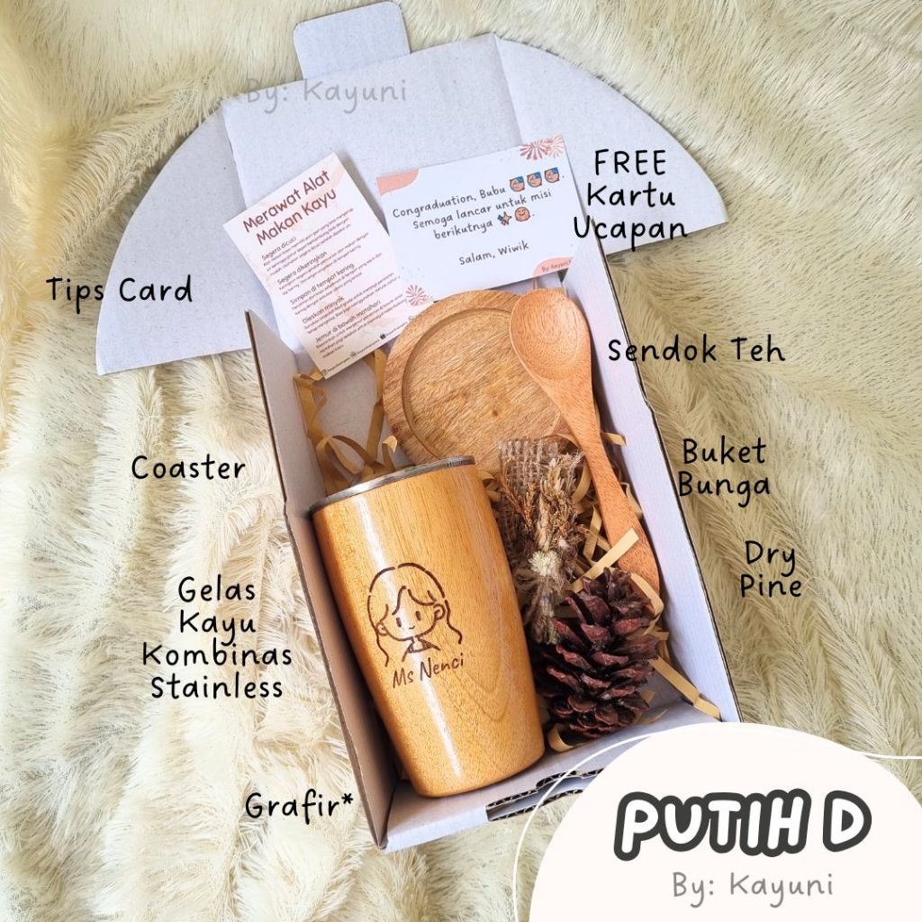 

LE PUTIH Hampers Set Gelas GRAFIR / Hampers Kayu Estetik Wedding Gift / Parcel Tukar Kado