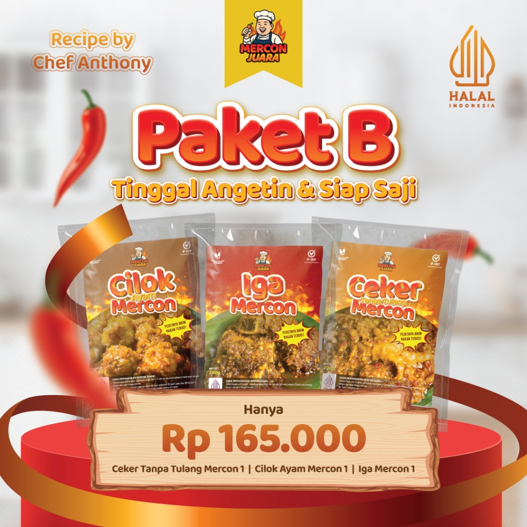 

MERCON JUARA PAKET B - Bundling 1 Pack Ceker Tanpa Tulang + Iga Mercon + Cilok Ayam Mercon