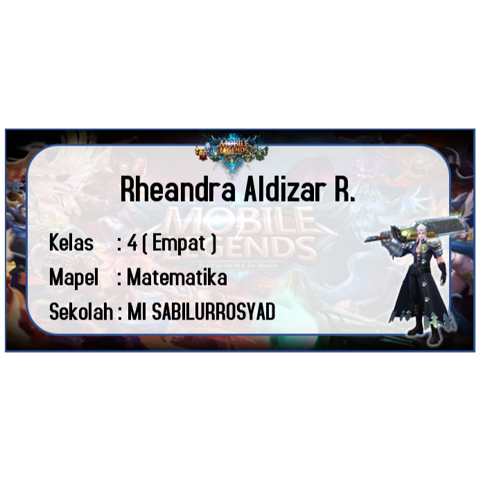 STIKER NAMA CUSTOM BUKU MOTIF MOBILE LEGEND ISI 12