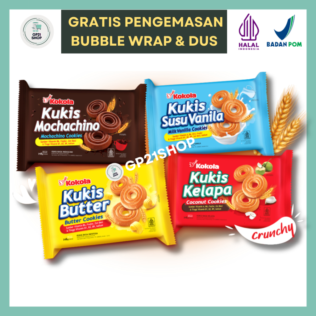 

Kokola Kukis 218gr (Mochachino/Susu Vanila/Butter/Kelapa) - Biskuit Snack Cemilan Jajan Murah Enak