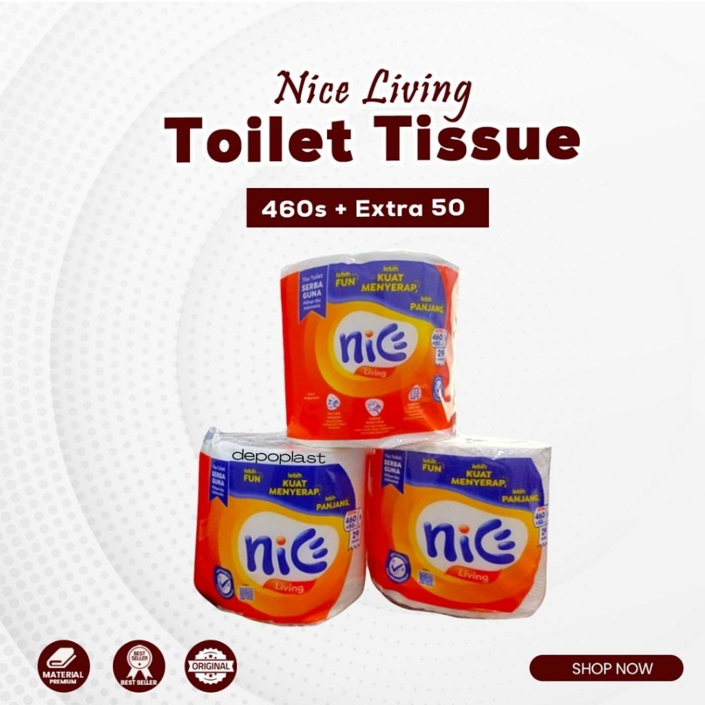 Nice Living Tissue Toilet Emboss Tisu Gulung 1 Roll 460 + Extra 50 sheets 29 meter Packing 1 Dus