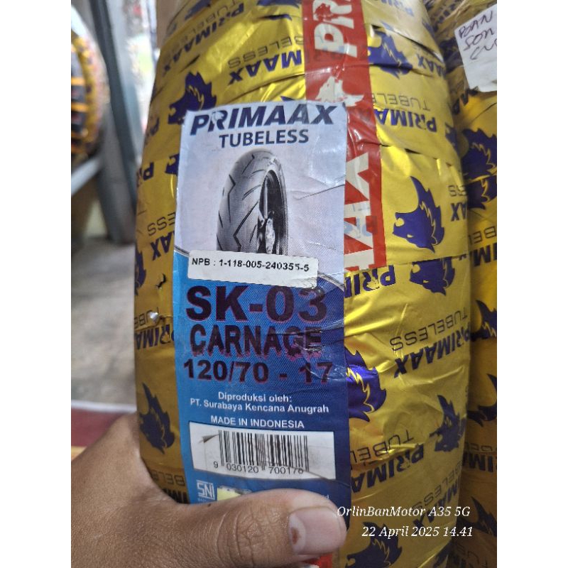 BAN PRIMAX SK03 120/70-17 TUBLES/BAN BELAKANG NEW VIXION/BAN LUAR BELAKANG NEW VIXON/BAN BELAKANG NE