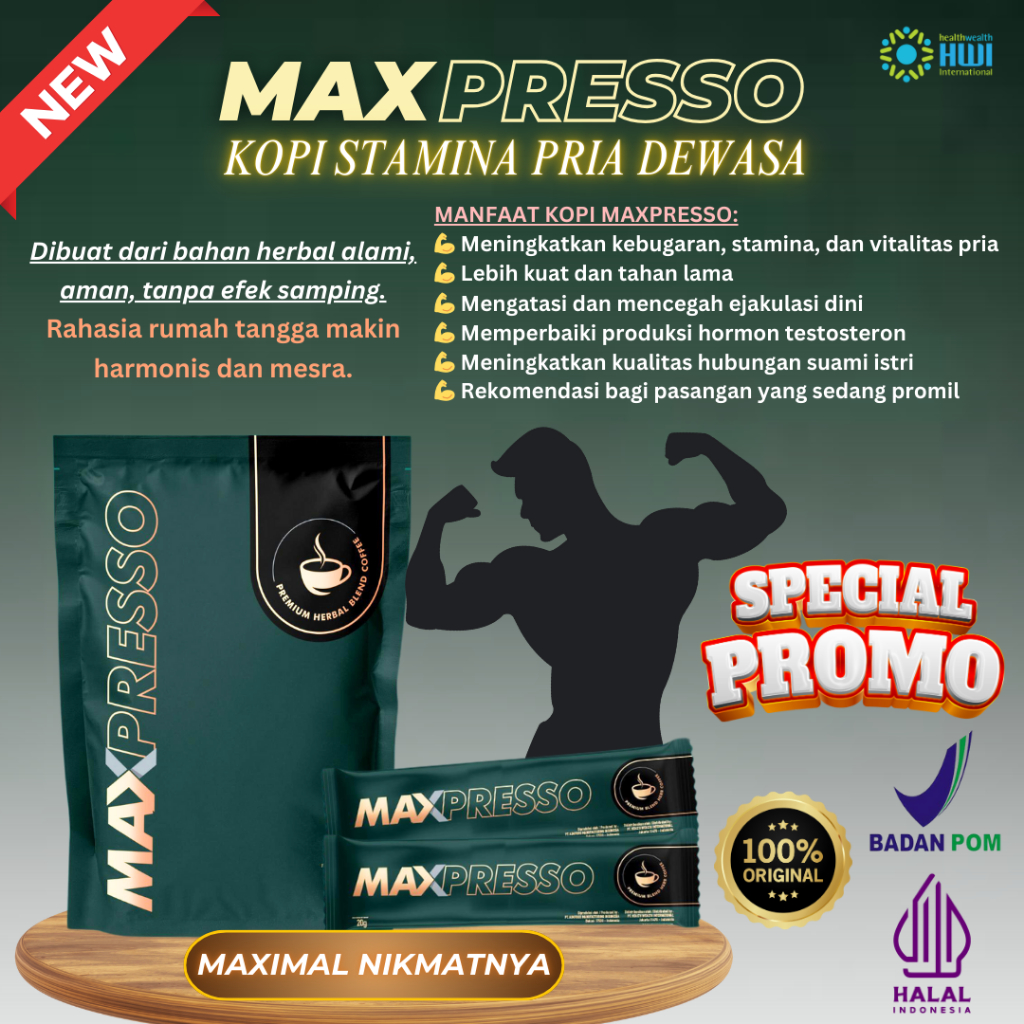 

PROMO ! Kopi Penunjang Stamina Pria MAXPRESSO COFFEE | 100% ORIGINAL HALAL & BPOM