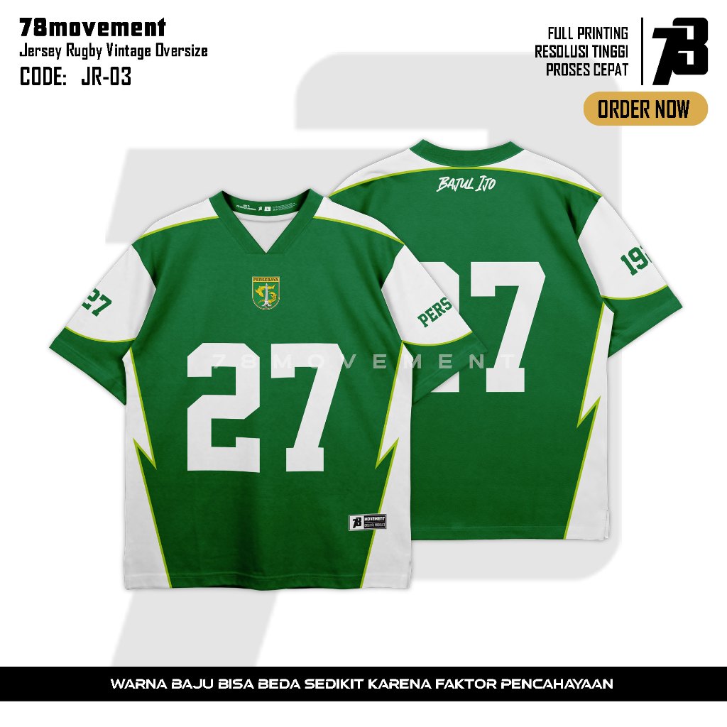 78movement JR-03 Jersey Rugby Oversize Unisex // Jersey Rugby // Jersey Vintage // Jersey Rugby Tema