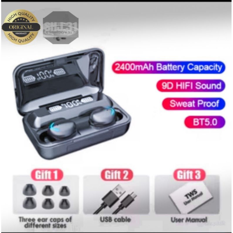 TWS F9 Headset Bluetooth 5.0 9D T13 L35 Mipods HIFI Full Bass Stereo Noise Reduction Wireless Earpho