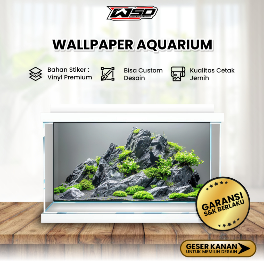 Background Aquarium Wallpaper Stiker Hiasan Aquascape 3D Sticker Vinyl Premium