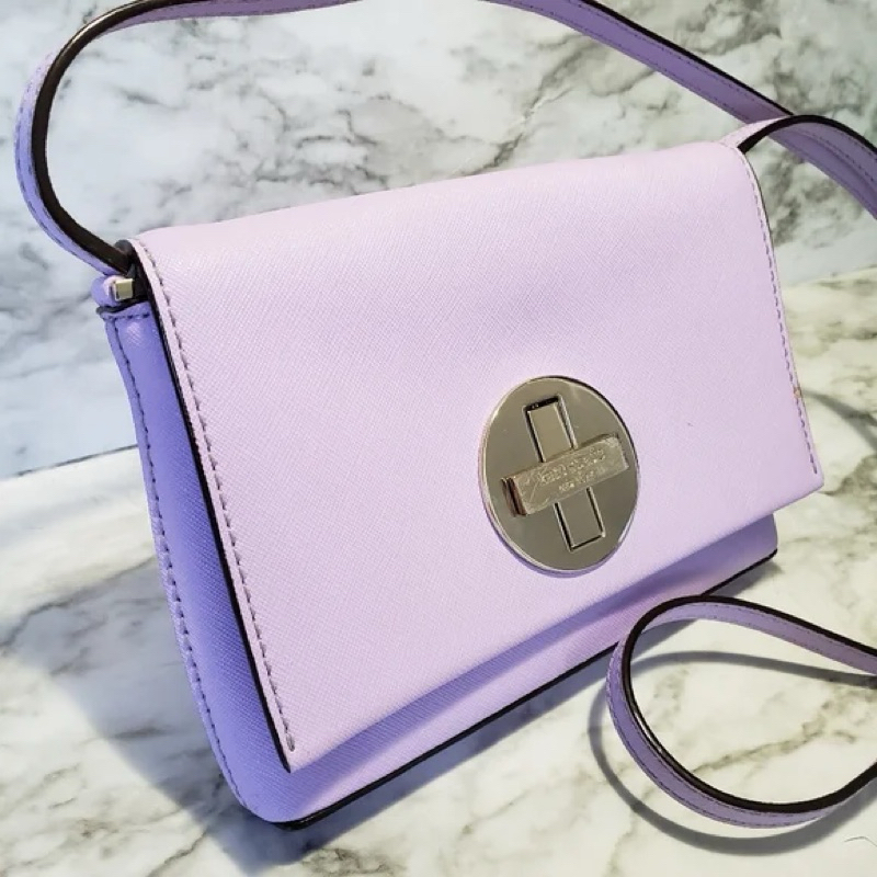 Kate Spade Purple Leather Astor Court Flap Crossbody Bag