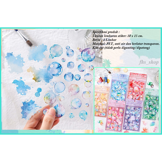 

4 Lembar Stiker Aesthetic Sticker Pet Sticker Aesthetic Stiker Lucu Stiker Jurnal Bubble Paint Set
