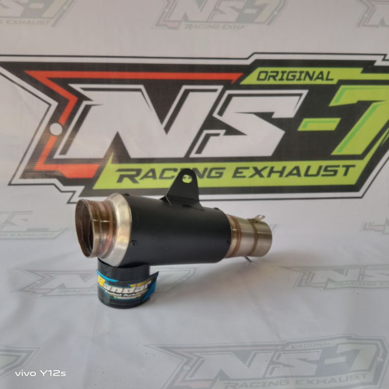 Silencer knalpot black coating polos model cp3 kualitas Super inlet 50 mm