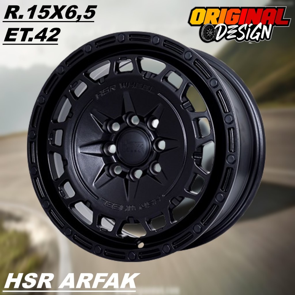 Velg Mobil Ring 15 Warna Hitam Lubang Baut 4 HSR ARFAK R15 Black
