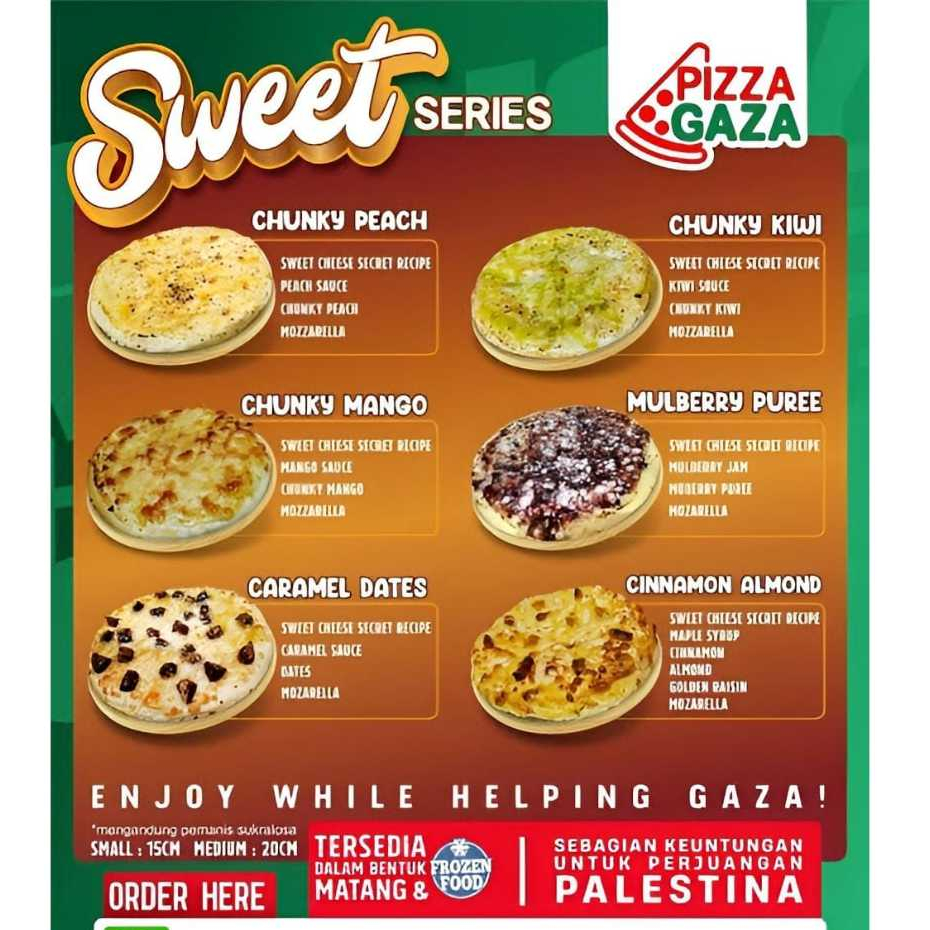 

PIZZA GAZA FROZEN PIZA HALAL ENAK SWEET MANIS SERIES