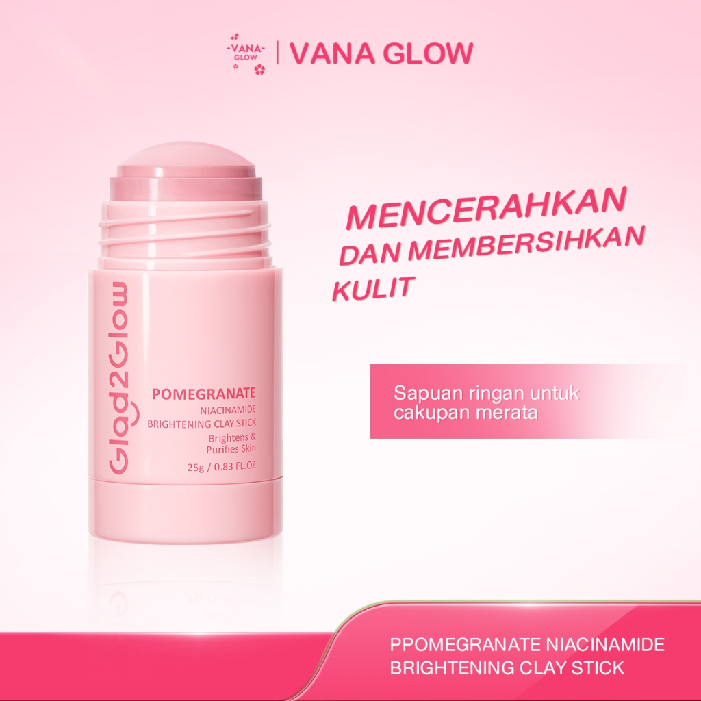 Masker Glad2Glow Pomegranate Niacinamide Brightening Clay Stick 1/2/3Pcs 25G Masker Wajah Masker Pen