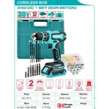 NRT-PRO Mesin Bor Cordless Set 10mm / Mesin Cordless Drill NRT-PRO 340DC