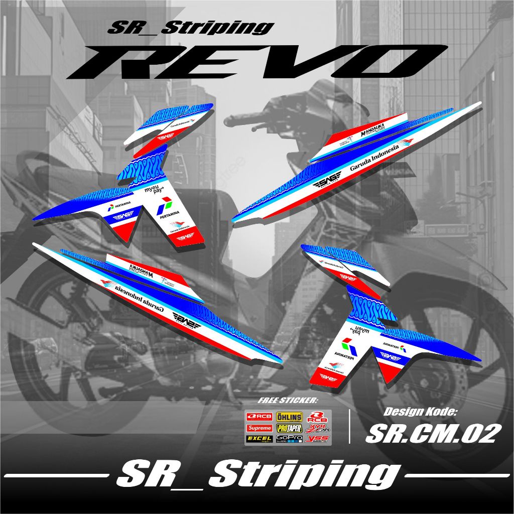 Striping Sticker Revo 110 - Stiker Lis Variasi Revo Lama 2007 Desain Racing Mandalika Sudah Terpoton
