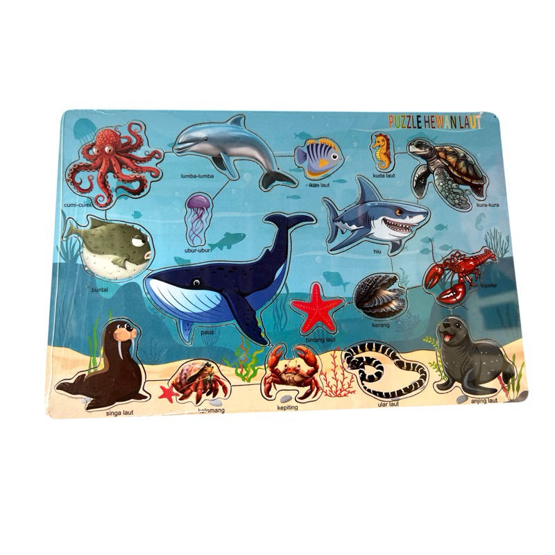Puzzle hewan laut/binatang laut - puzzle kayu edukasi