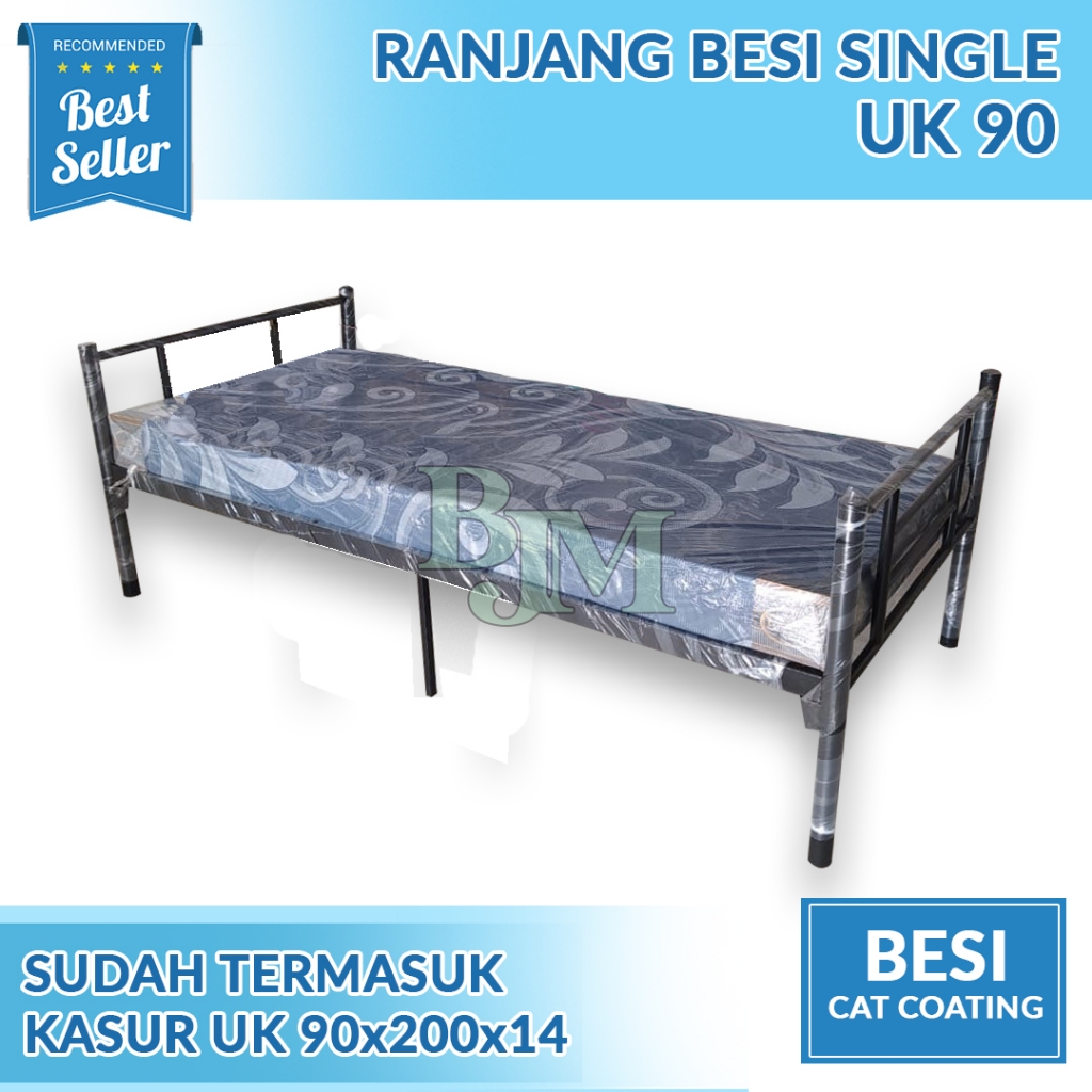 RANJANG BESI SINGLE MODERN + KASUR BUSA 90