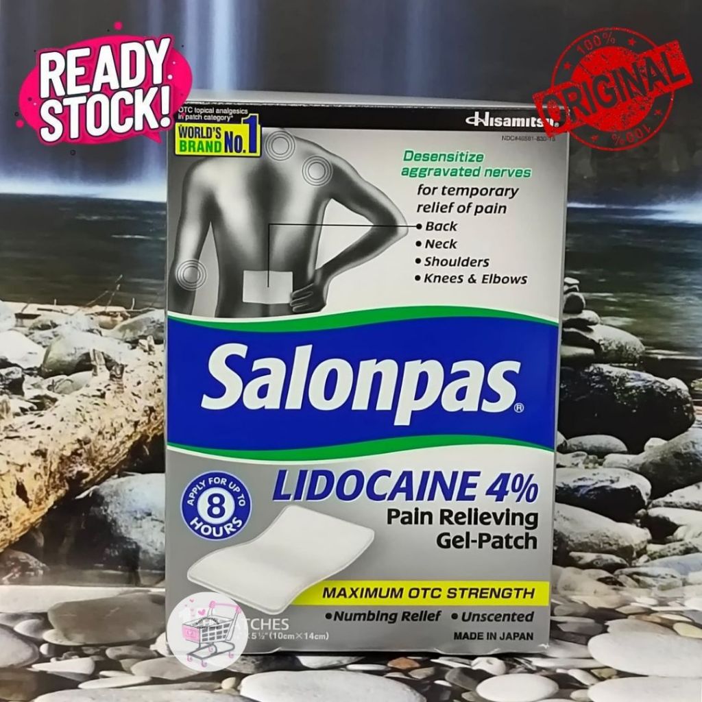 (100% ORIGINAL) SALONPAS - Lidocaine 4% Maximum Strength