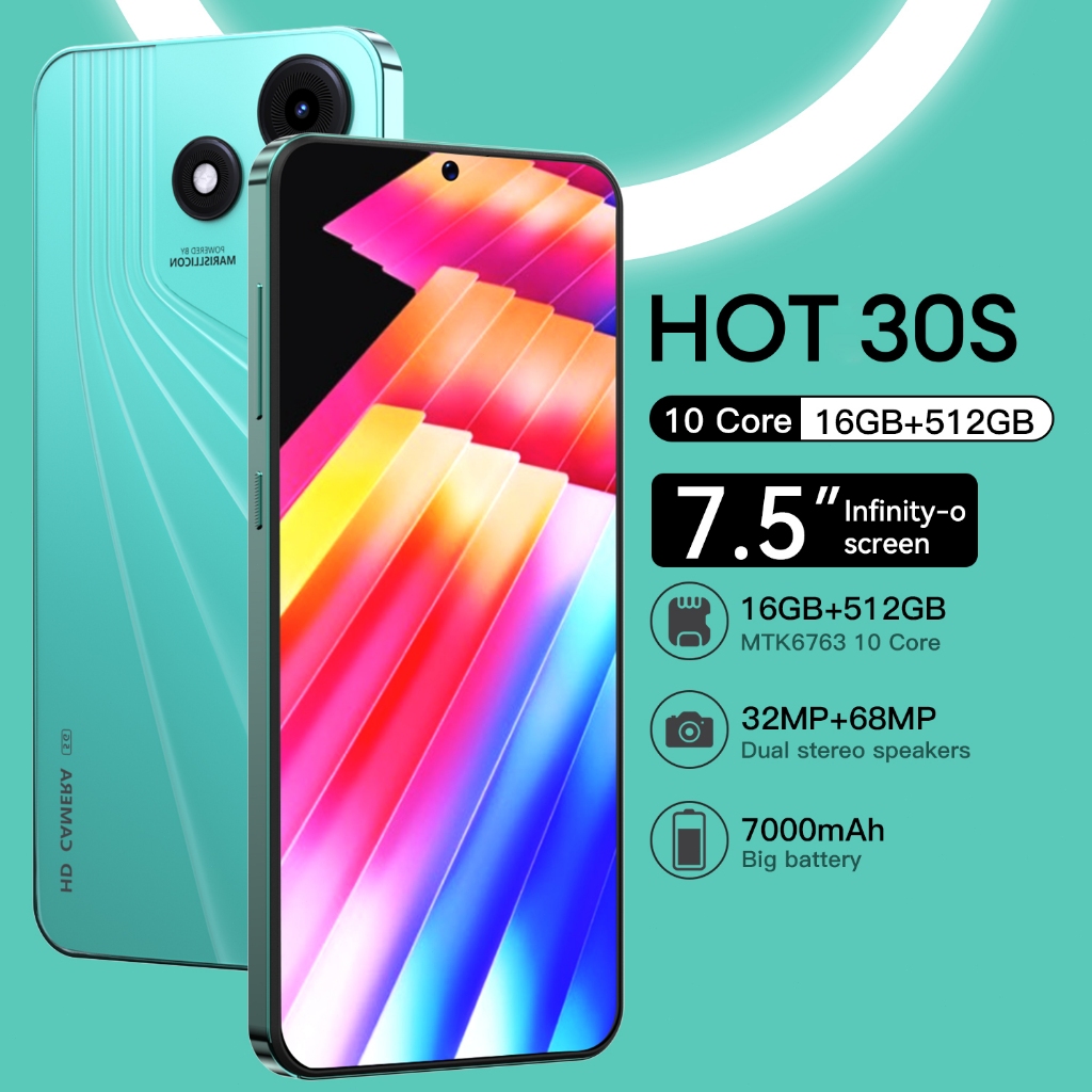 [Garansi GRATIS]INFINIX HOT 30s 4G 5G RAM 16GB+ROM 512GB 7.5inch 7000mAh Kamera HD 32MP+68MP Dual si
