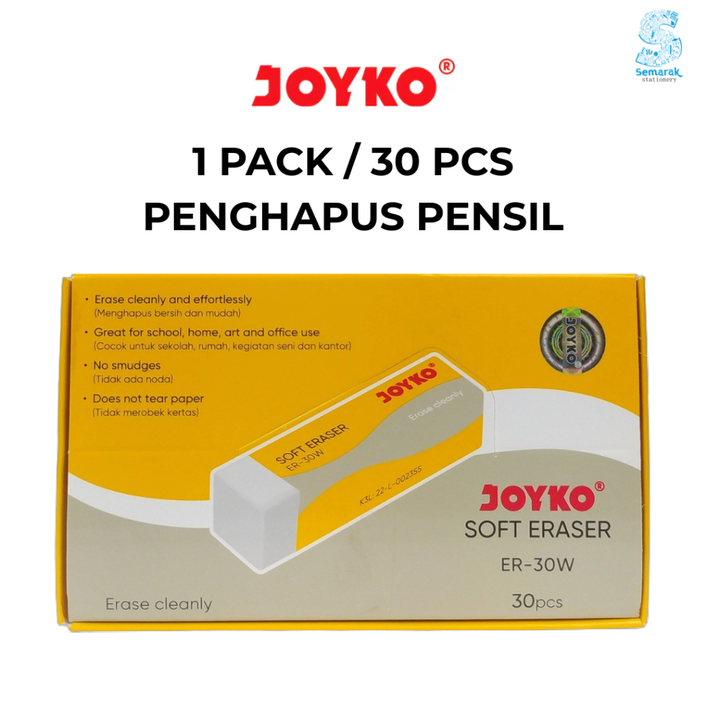 Joyko ER-30W Penghapus Pensil Besar - Putih [1 Pack / 30 pcs]