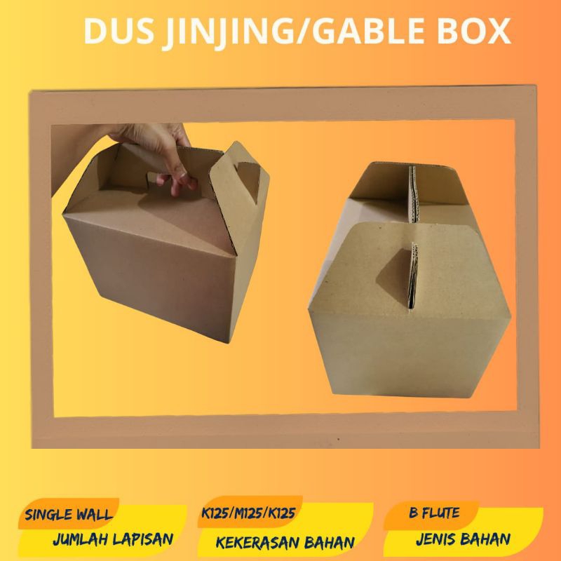 

Kardus Jinjing/ Gable Box polos ukuran 20x20x21 cm