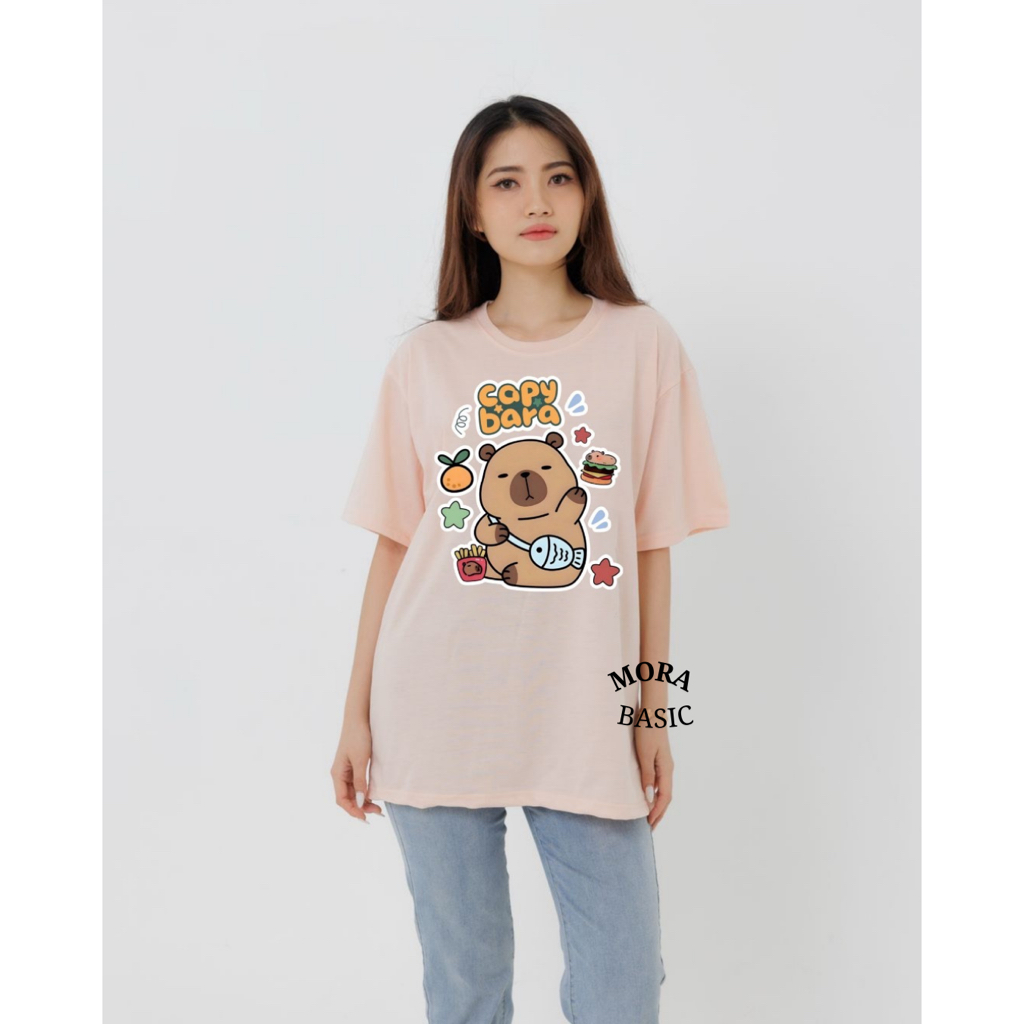 MORA- CAPYBARA Kaos Distro Wanita Dewasa Oversized Premium - Oversized T-shirt Wanita 24S' | Kaos Ov