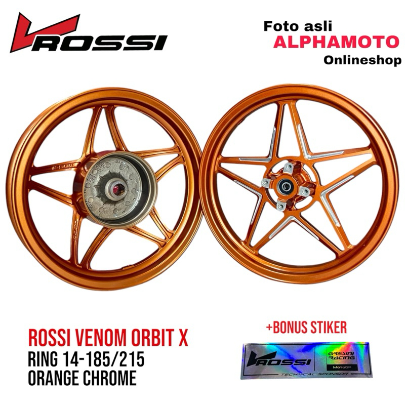 VELG ROSSI ORBIT X HONDA VARIO 125 150 PALANG CNC STAR BINTANG RING 14 TAPAK LEBAR ORANGE