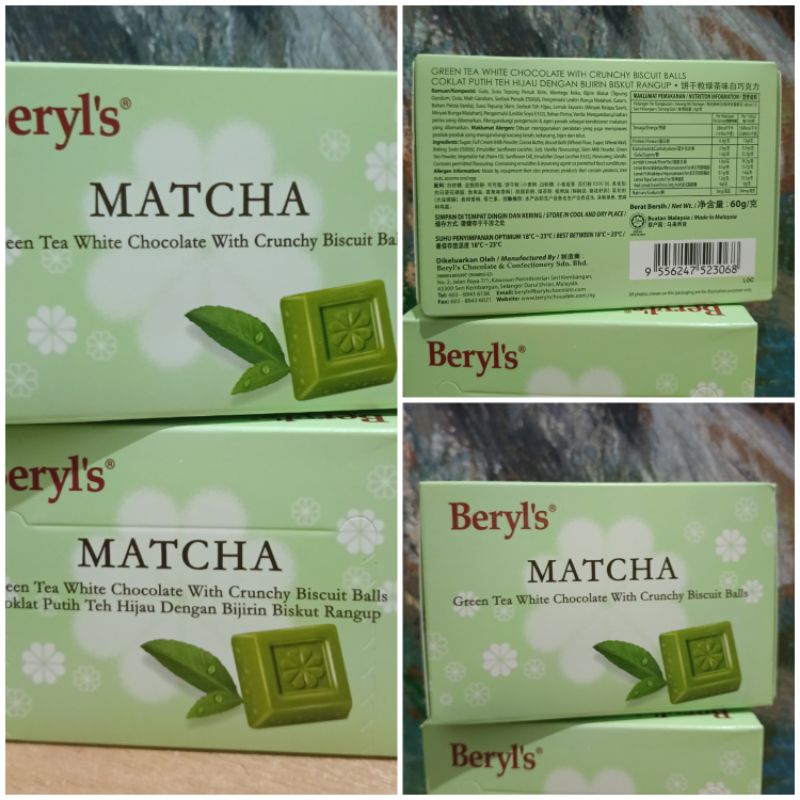 

Beryls 60gr Matcha Greentea White Chocolate with Cruchy Biscuit Balls Cookies Green Tea Bola Biskuit Malaysia Beryl's