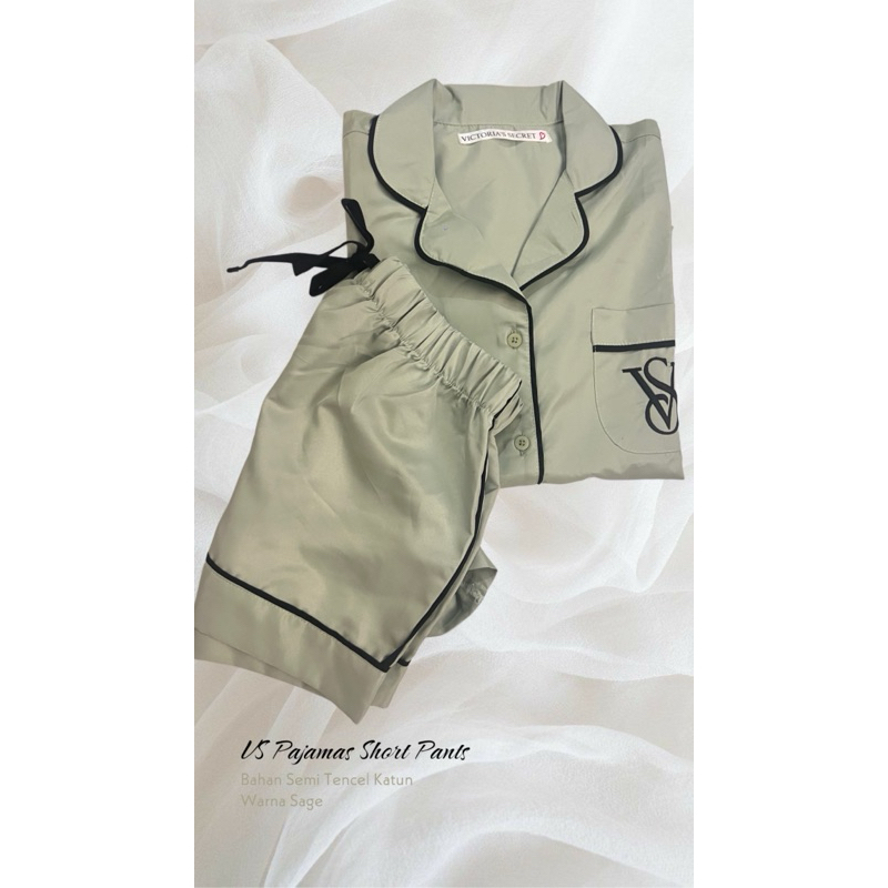 VS pajamas short sleeve | piyama katun semi tencel | victoria secret pajamas | set baju tidur dingin