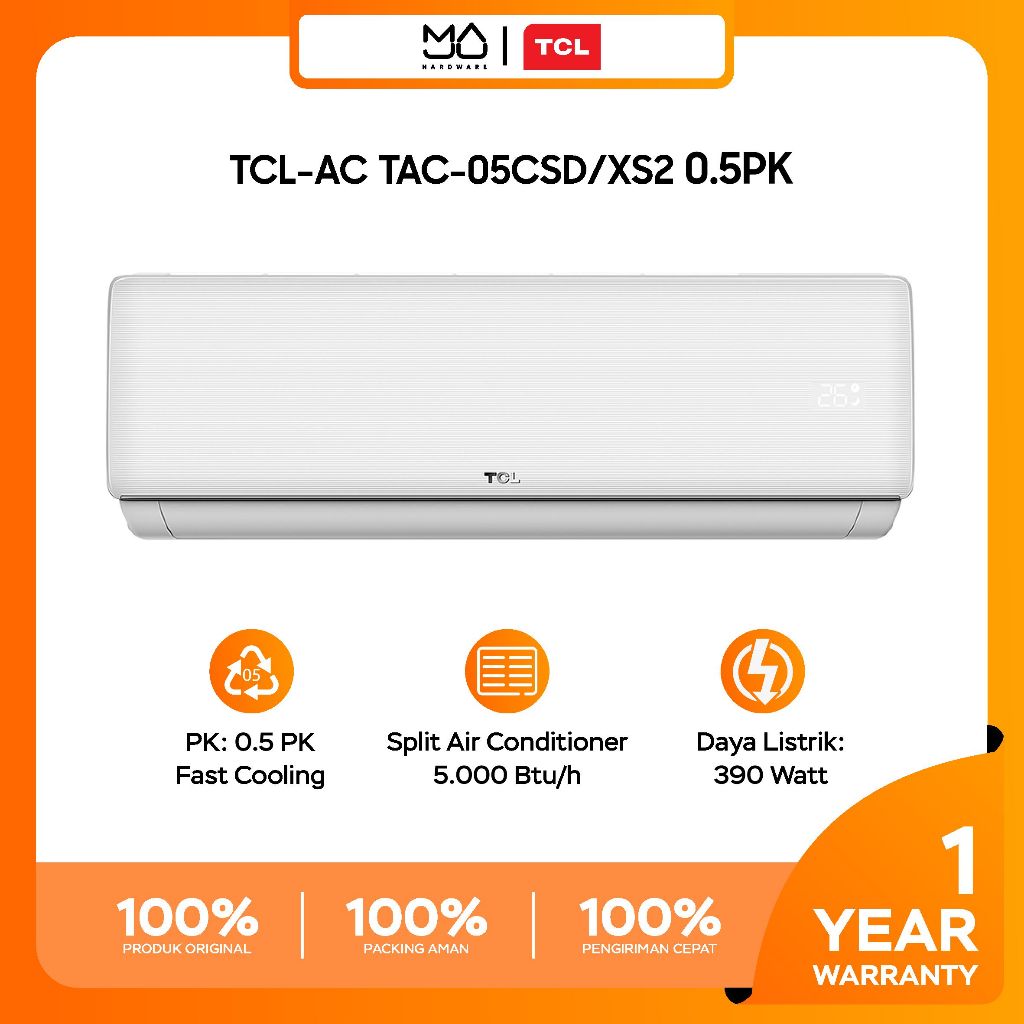 AC Split TCL 0.5 PK TAC-05CSD/XS2 0.5PK - Garansi Resmi