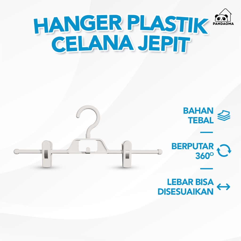 Pandaoma Hanger Celana Plastik Premium Gantungan Baju Jepit dan Hanger Jepit