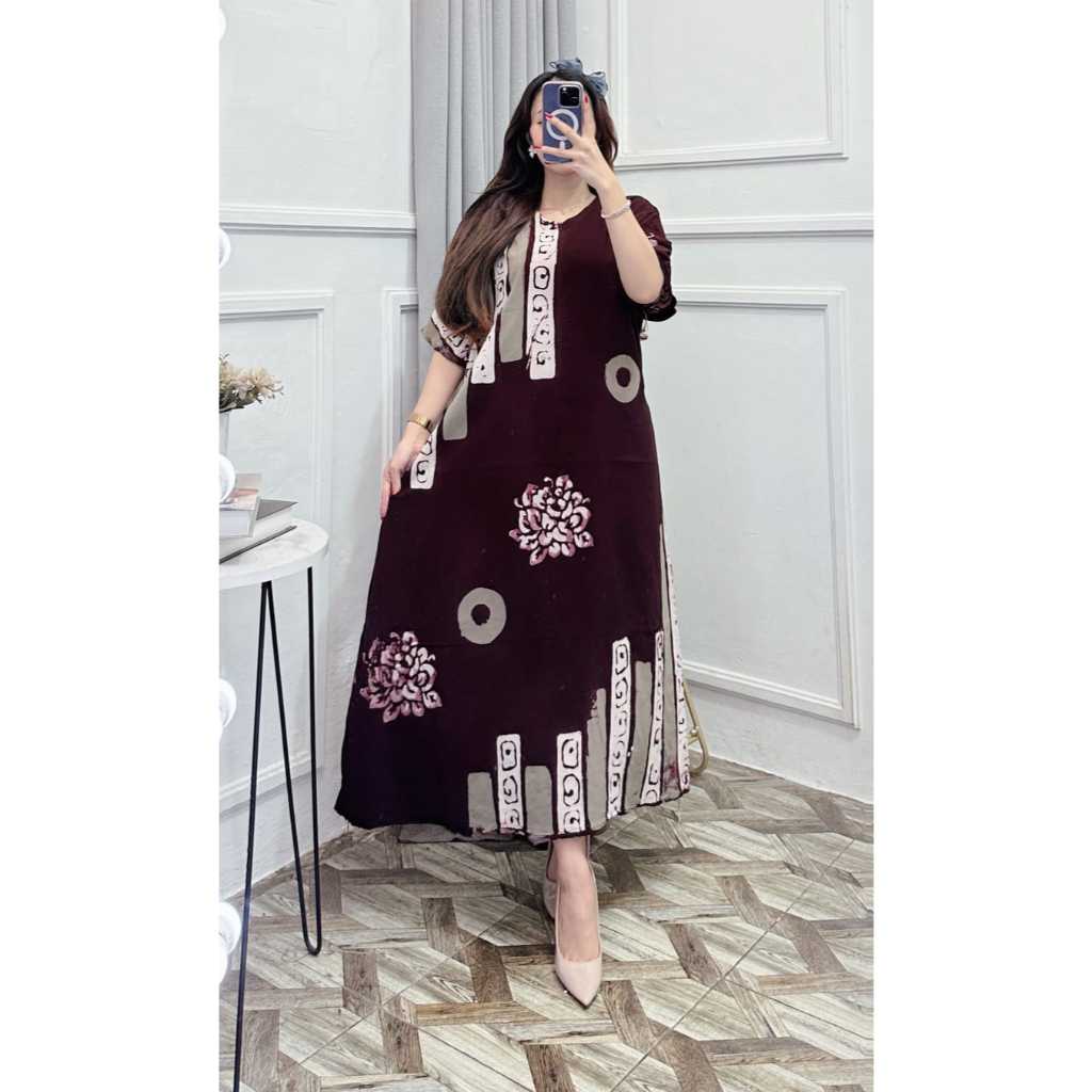 Daster Twill Rayon Cap Malaman Asli Pekalongan Daster Lengan Pendek Busui