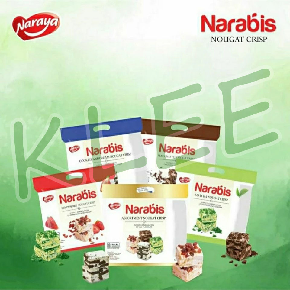 

Naraya Narabis dengan Kukis Aneka Rasa Cokelat Cream Matcha Orange Strawbery Cookies - Narabis Assorment Chocolate Crumbs Matcha Orange Strawberry Nougat Crisp - Naraya Narabis Nougat 200g