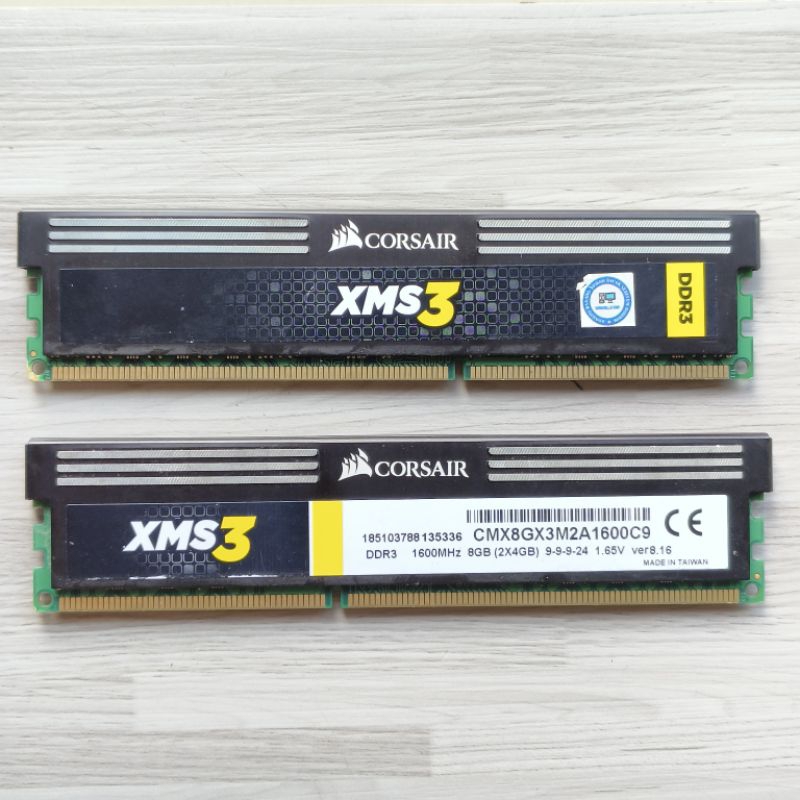 RAM GAMING CORSAIR 8GB KIT 2X4GB PC3-12800 DDR3 XMS3