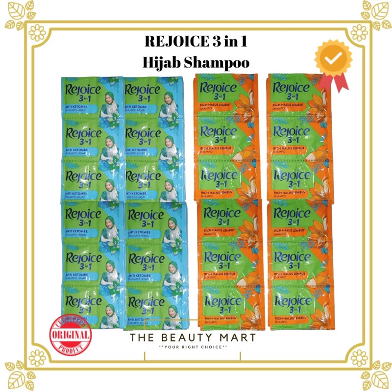P&G Rejoice 3 in 1 Shampoo Hijab Shampoo Sachet 5x2 ml Anti Ketombe, Rich Halus Lembut