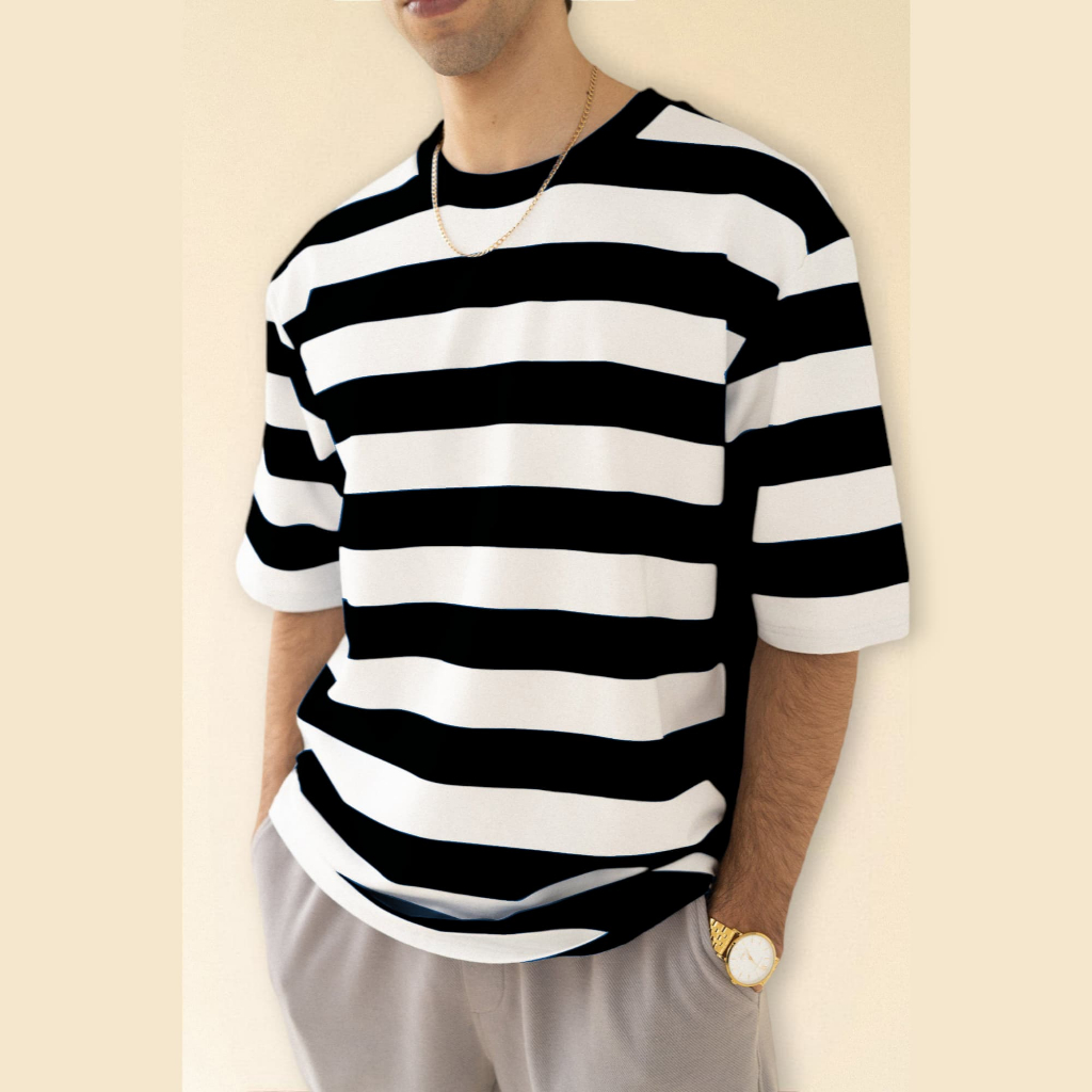 RODJACK STORE Baju Kaos Stripe Pria dan Wanita Terbaru 2023 / Kaos Salur Pria dan Wanita Keren / Kao