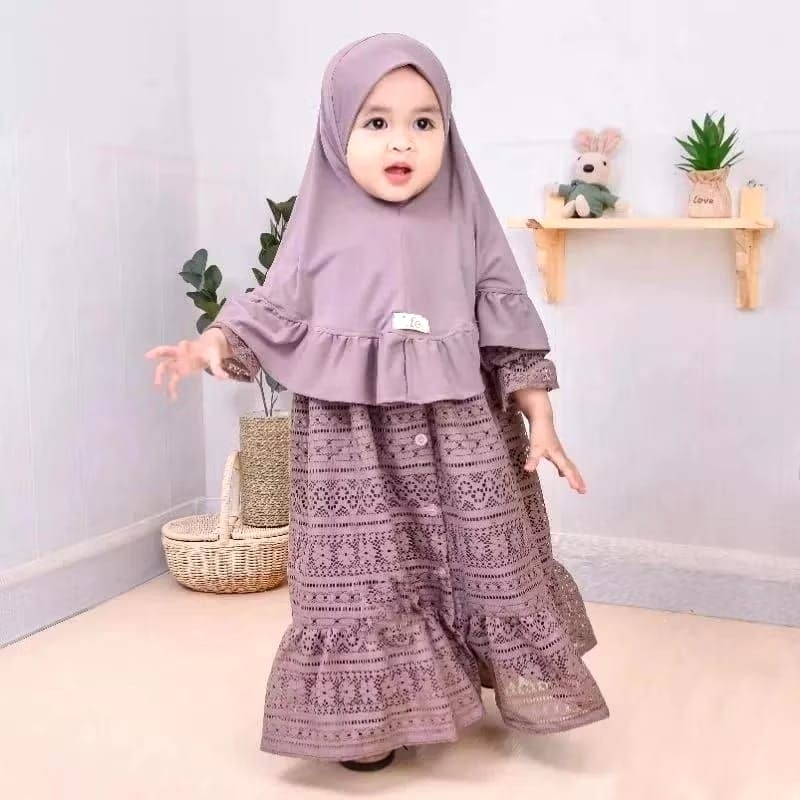 gamis anak brukat malika/set malika gamis anak terbaru 0-5 tahun