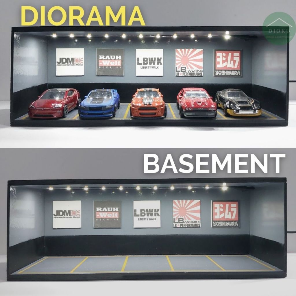 Diorama Basement Skala 1:64 / Diecast/ Parkiran/ Miniatur/ Miniscale/ Hotwheels