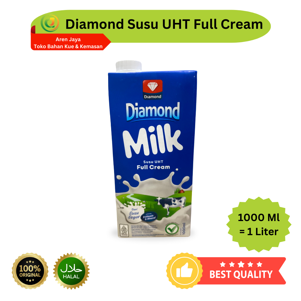 Diamond Susu UHT Fresh Milk Full Cream Plain 1 Liter Original
