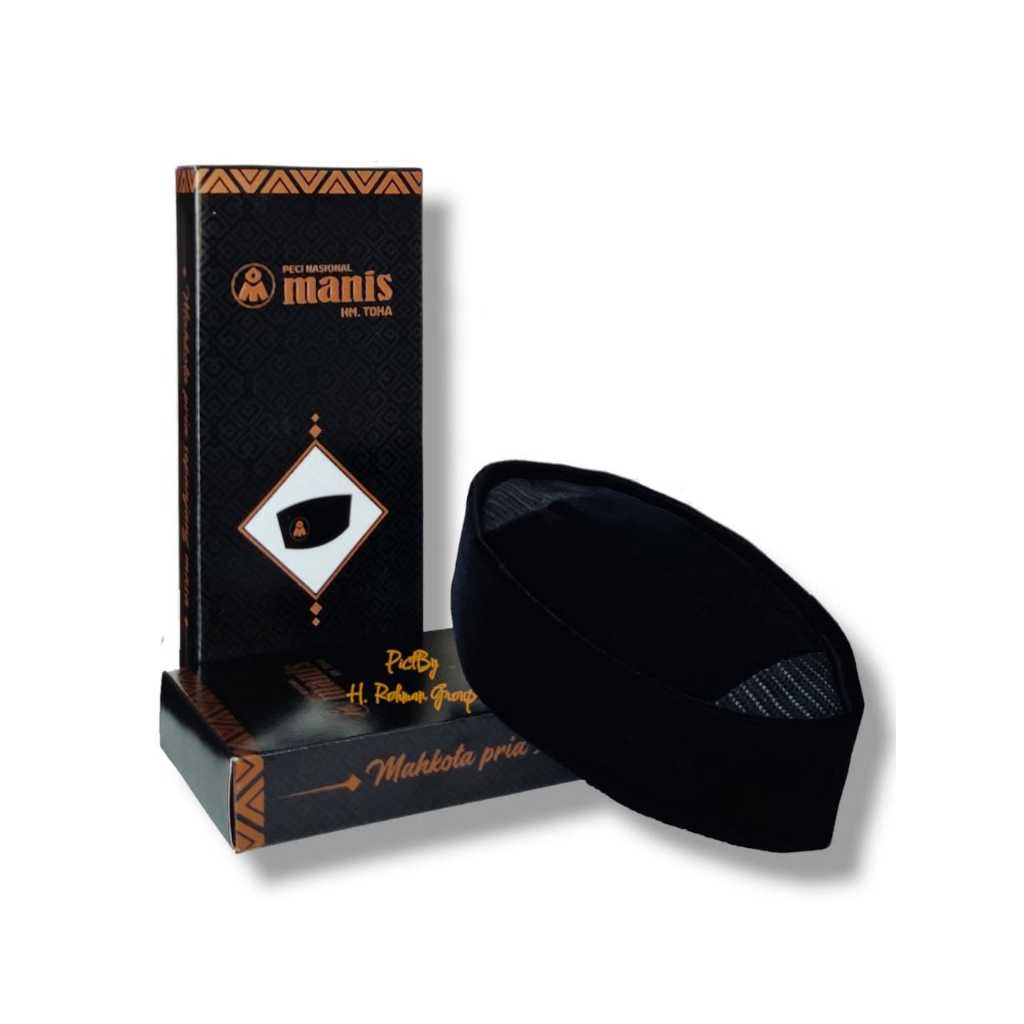 Peci Kopiah Hitam Polos AC Merk Manis Tinggi 7cm 8cm 9cm 10cm HM Toha Bandung Songkok Beludru Halus 